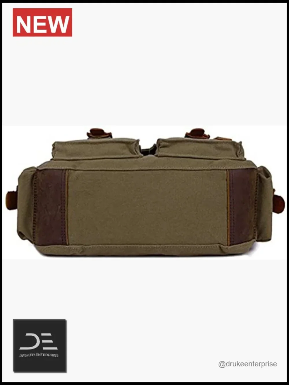 Vintage Military Canvas Leather Messenger Laptop Bag 17 inch